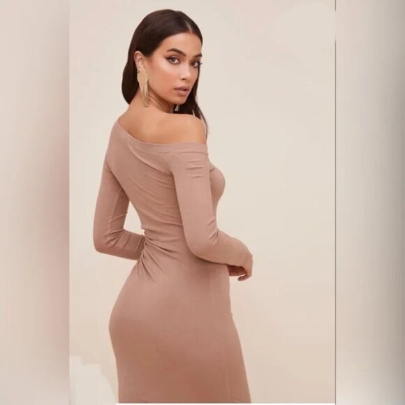 NWT Astr The Label Melina Midi Taupe Brown Dress | Size M - Picture 1 of 10